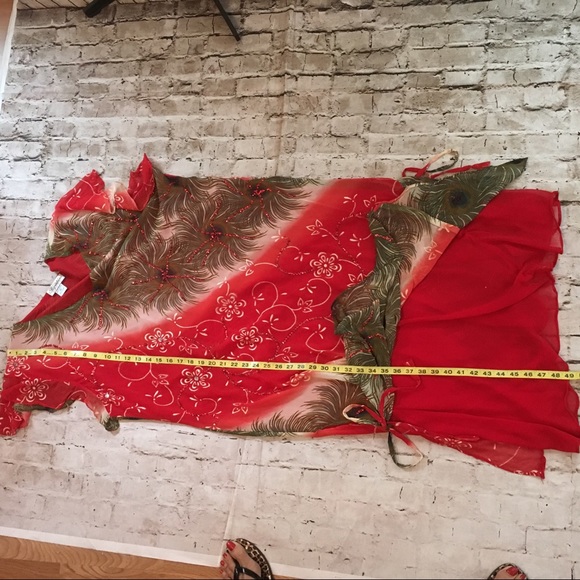 Red print/ sequences  maxi dress   2X - Picture 4 of 8